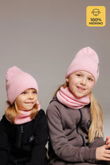 Set Blush — merino beanie & tube scarf, 100% extra fine merino wool