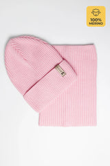 Set Blush — merino beanie & tube scarf, 100% extra fine merino wool