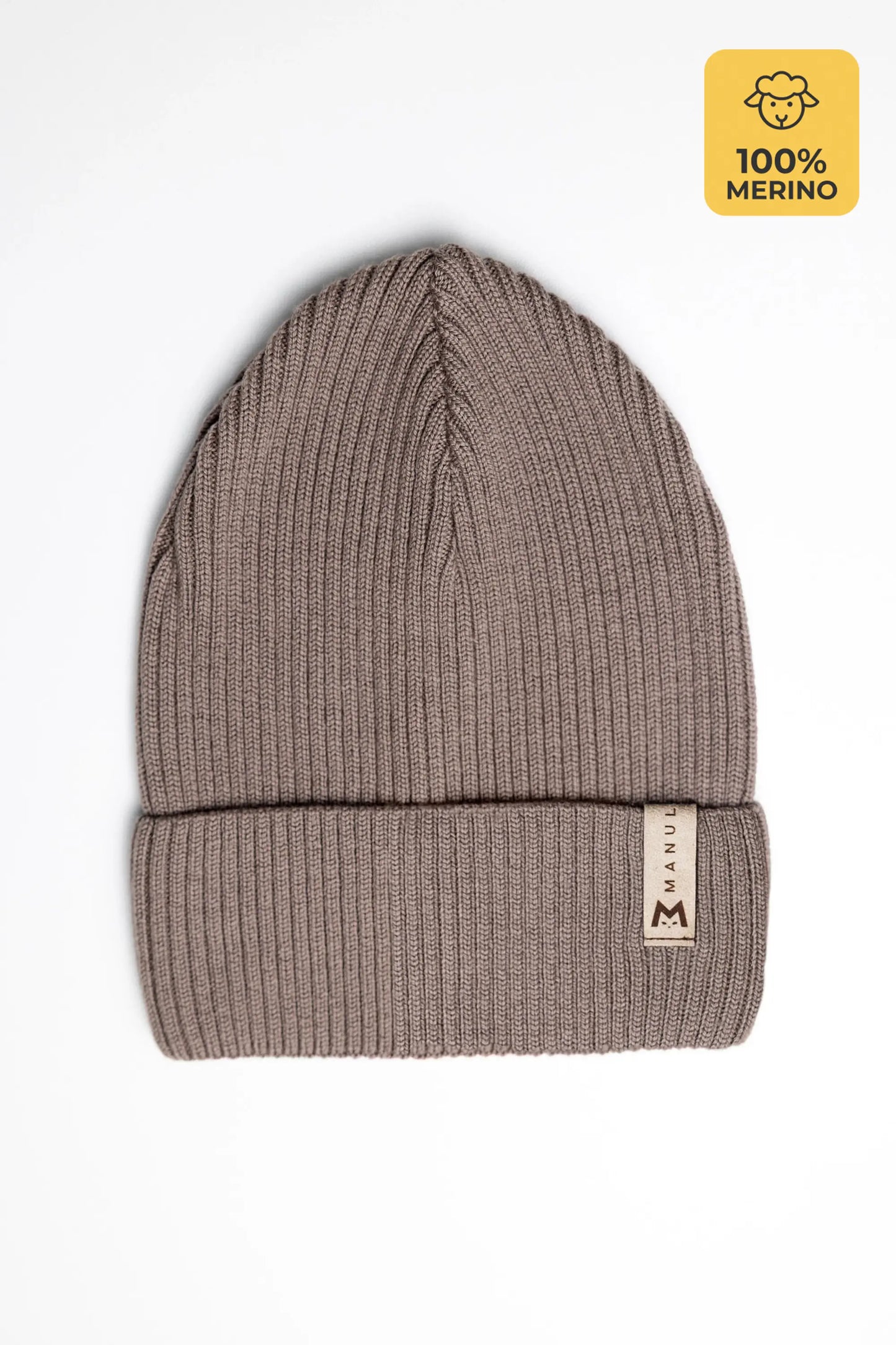 Set Mocha — merino beanie & tube scarf, 100% extra fine merino wool