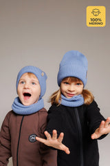 Set Sky — merino beanie & tube scarf, 100% extra fine merino wool