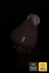 Winter beanie Blush — 100% extra fine merino wool, wool-fleece lined, reflective pom-pom