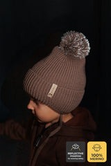 Winter beanie Blush — 100% extra fine merino wool, wool-fleece lined, reflective pom-pom
