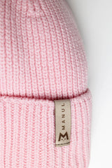 Winter beanie Blush — 100% extra fine merino wool, wool-fleece lined, reflective pom-pom