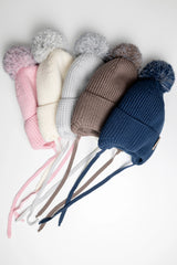 Winter beanie Vanilla — 100% extra fine merino wool, wool-fleece lined, reflective pom-pom