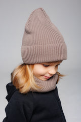 Set Mocha — merino beanie & tube scarf, 100% extra fine merino wool