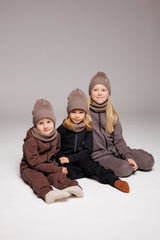 Set Mocha — merino beanie & tube scarf, 100% extra fine merino wool