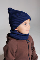 Set Navy — merino beanie & tube scarf, 100% extra fine merino wool