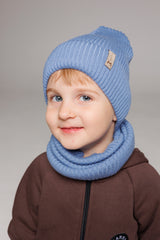 Set Sky — merino beanie & tube scarf, 100% extra fine merino wool