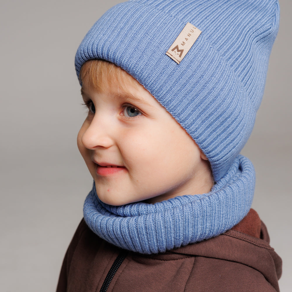 Set Sky — merino beanie & tube scarf, 100% extra fine merino wool