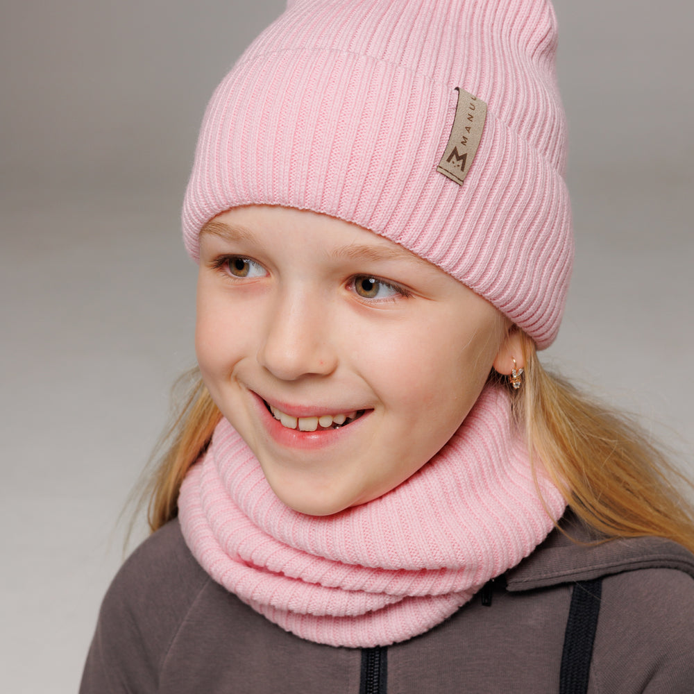 Set Blush — merino beanie & tube scarf, 100% extra fine merino wool