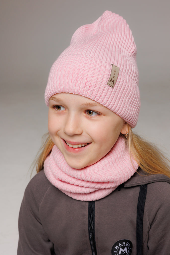Set Blush — merino beanie & tube scarf, 100% extra fine merino wool
