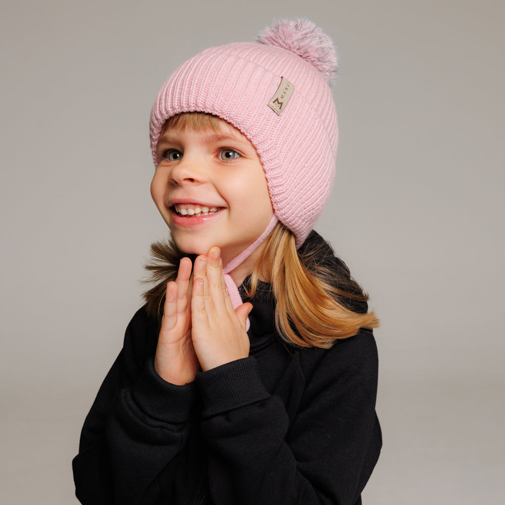 
                      
                        Winter beanie Blush — 100% extra fine merino wool, wool-fleece lined, reflective pom-pom
                      
                    