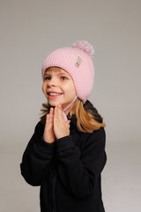 Winter beanie Blush — 100% extra fine merino wool, wool-fleece lined, reflective pom-pom