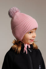 Winter beanie Blush — 100% extra fine merino wool, wool-fleece lined, reflective pom-pom