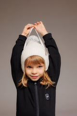 Winter beanie Vanilla — 100% extra fine merino wool, wool-fleece lined, reflective pom-pom