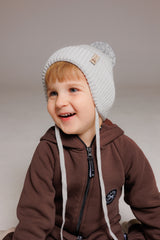 Winter beanie Fog — 100% extra fine merino wool, wool-fleece lined, reflective pom-pom