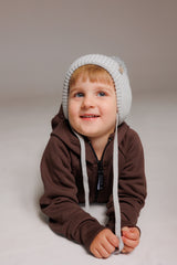 Winter beanie Fog — 100% extra fine merino wool, wool-fleece lined, reflective pom-pom
