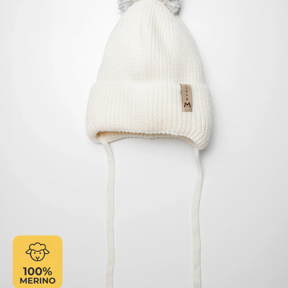 
                      
                        Winter beanie Vanilla — 100% extra fine merino wool, wool-fleece lined, reflective pom-pom
                      
                    