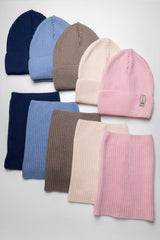 Set Blush — merino beanie & tube scarf, 100% extra fine merino wool