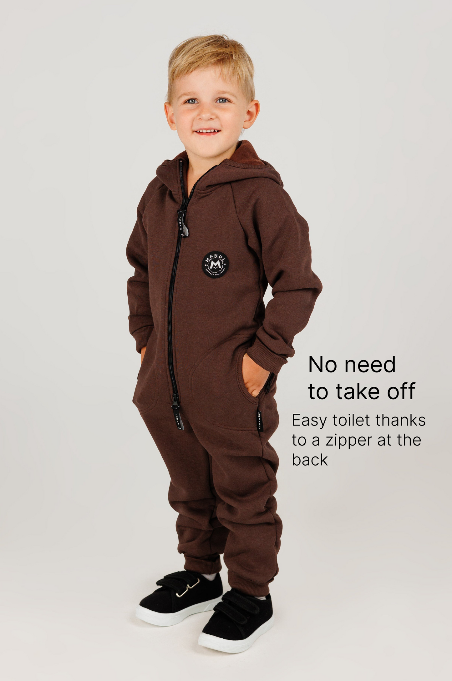 BackZip Cotton Jumpsuit — Brownie