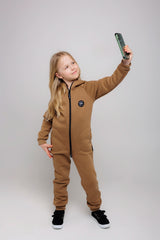 Latte by MANUL® – Basic Brushed Cotton Jumpsuit / No BackZip